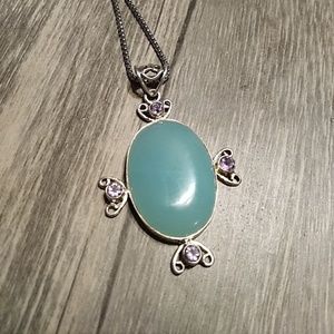Chalcedony, Amythest pendant in Sterling Silver
